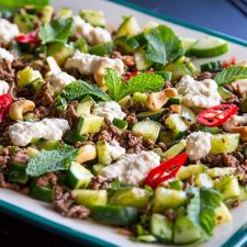 Image of Ground Beef Salad With Cucumbers & Cashew Raita