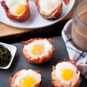 Image of Prosciutto Egg Cups with Pesto