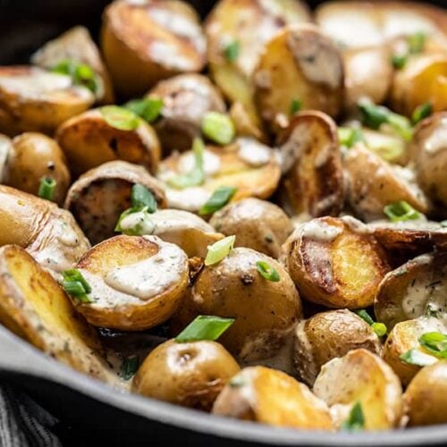 Image of Crispy Potatoes with Lemon Dill Tahini Dressing