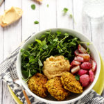Image of Green Pea Patty, Roasted Radish & Lemony Hummus Bowl