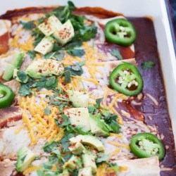 Image of roasted poblano, black bean & potato enchiladas