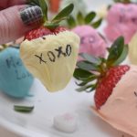 Image of Valentine Conversation Hearts Chocolate Covered Strawberries