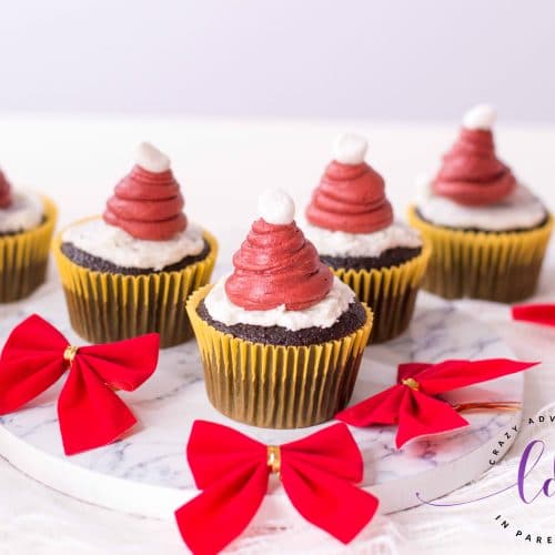 Image of Santa Hat Cupcakes with Homemade Frosting