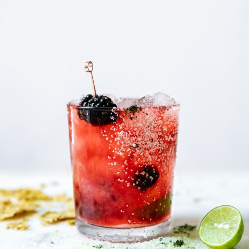 Image of Blackberry Basil Margarita with Basil Salt