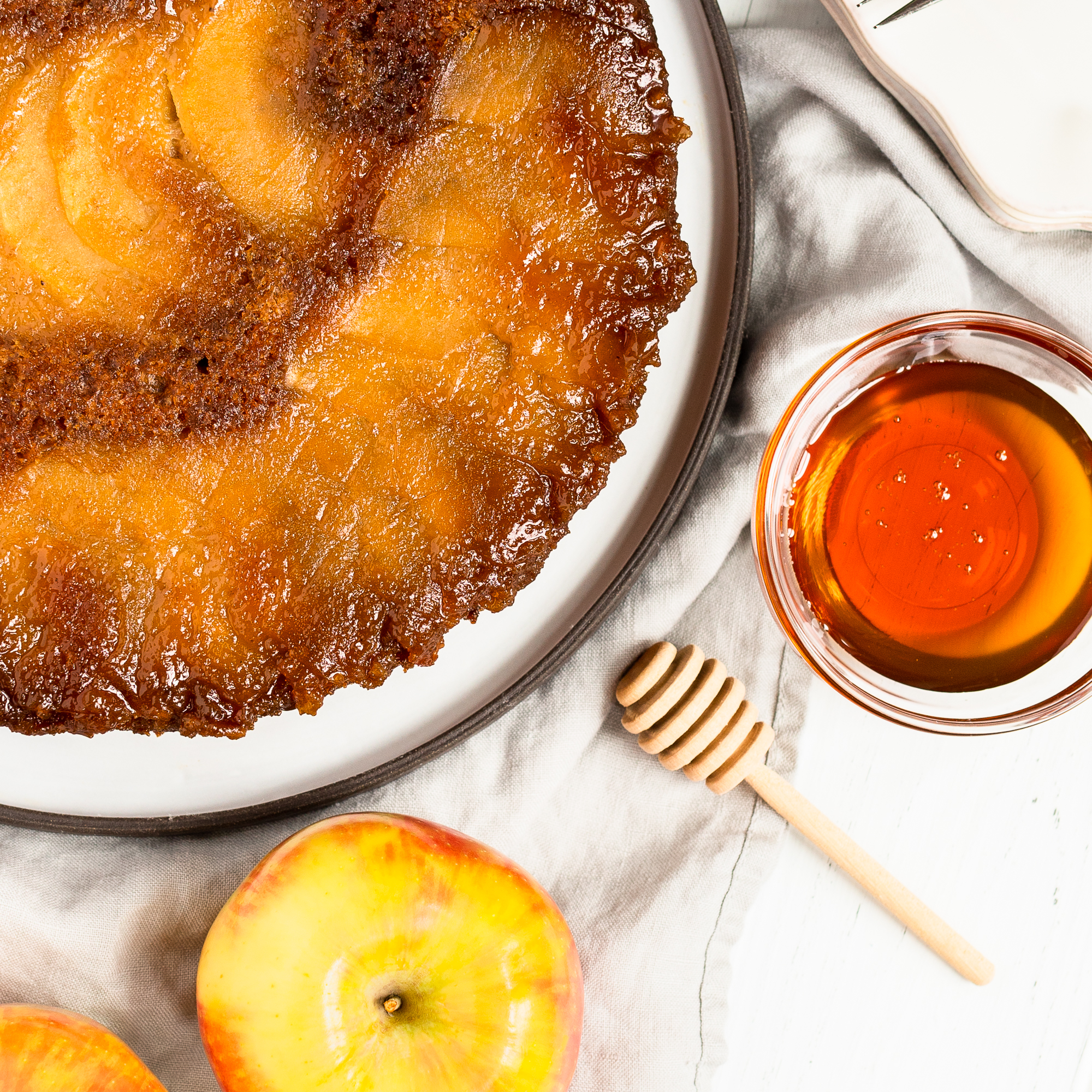 Upside Down Apple Honey Cake