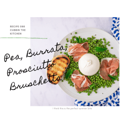 Pea, Burrata, Prosciutto Bruschetta