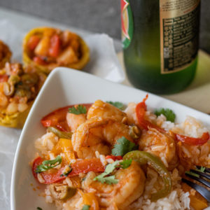 Beer Stewed Shrimp and Plantain Cups