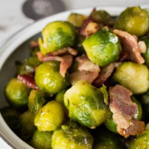 Image of Maple Roasted Brussel Sprouts with Bacon and Toasted Walnuts