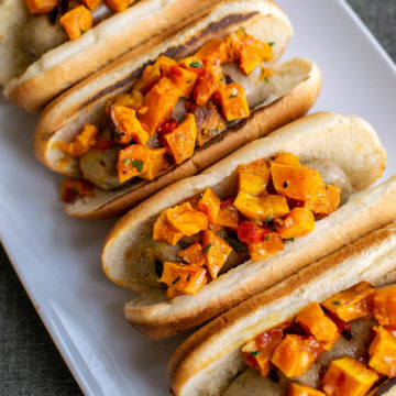 Grilled Sausages with Butternut Squash Relish