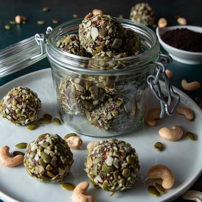 Acai Chocolate Pumpkin Seed Balls