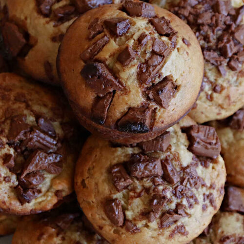 Fudgy Banana Muffins