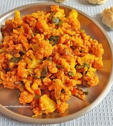 Cauliflower poriyal without onion, garlic