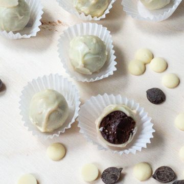 Image of Homemade Dark Chocolate Truffles with White Chocolate Coating