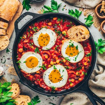 Image of Chickpea Shakshuka with Vegan Fried Eggs