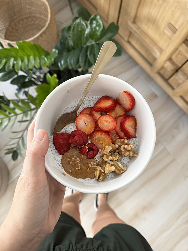 Image of Healthy Fruit Bowl with Homemade Chia Pudding