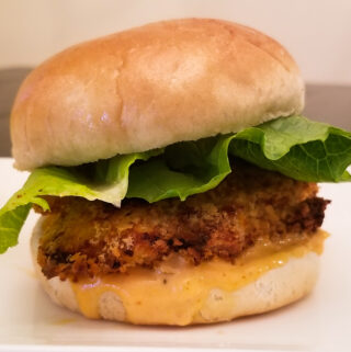 Oven Fried Chicken Sandwiches with Spicy Pickle Mayo