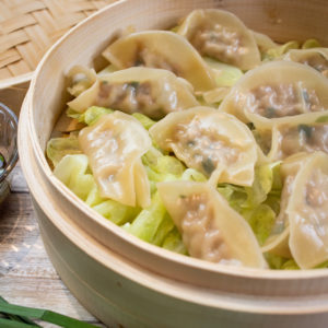Pork and Chive Dumplings with Sesame Soy Dipping Sauce