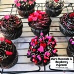 Dark Chocolate Raspberry Filled Cupcakes