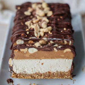 Healthy Snickers Ice Cream Cake (Vegan)