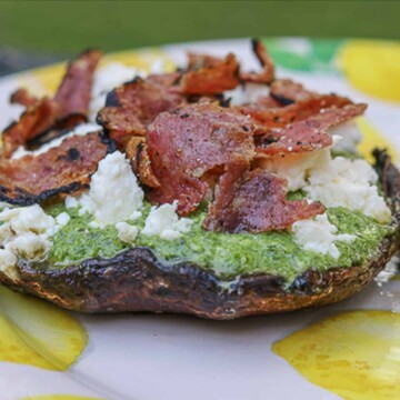 Pesto Grilled Portobello Mushrooms with Feta Cheese