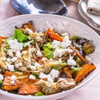 Roasted Butternut Squash, Artichoke & Goats Cheese Salad