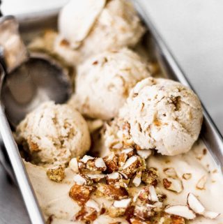 Creamy Banana Ice Cream with Almond Praline