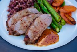 Tea Brined Grilled Pork Tenderloin & Hot Honey Drizzle