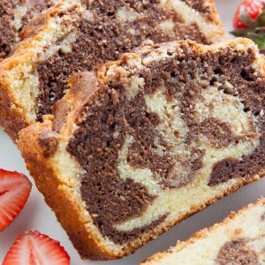 Marble Pound Cake with Macerated Strawberries