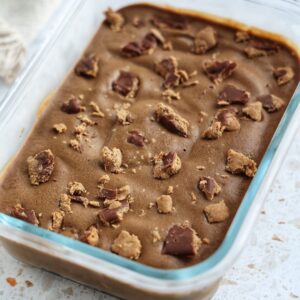 Peanut butter cup Nice Cream without banana (low sugar, keto)
