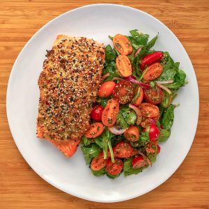 Low Carb Everything Salmon w/ Heirloom Tomato Salad