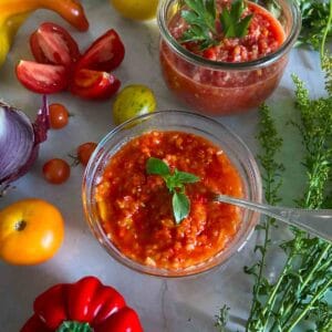 Gazpacho-Inspired Soup and Salsa