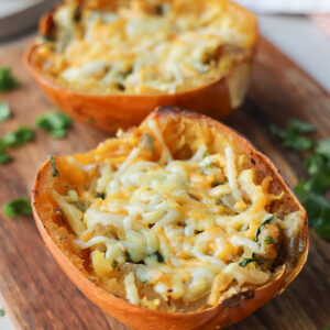 French Onion Spaghetti Squash (Vegan options, Gluten free)