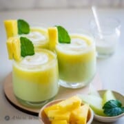 Layered Pineapple-Honeydew Lassi