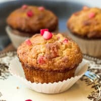 Rhubarb Muffins with Butter Cinnamon Streusel