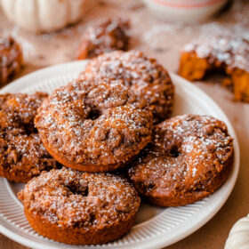 Baked Pumpkin Doughnuts with Cardamom Crumble