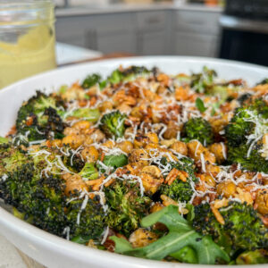 Roasted Broccoli Miso Caesar Salad
