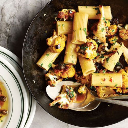 Rigatoni with Roasted Cauliflower and Crispy Capers
