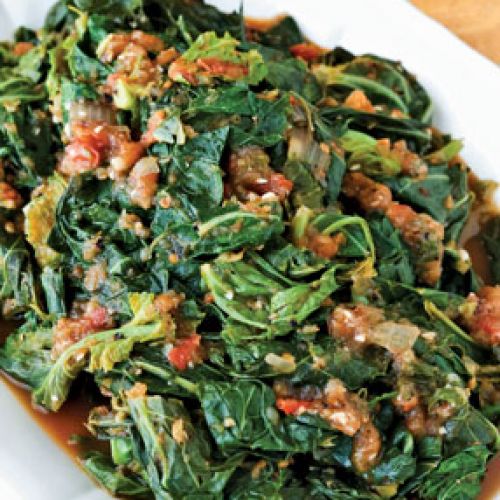 Braised Collards in Tomato-onion Gravy