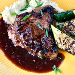Grilled Balsamic & Rosemary Marinated Lamb Chops with Red Wine Reduction (GF)