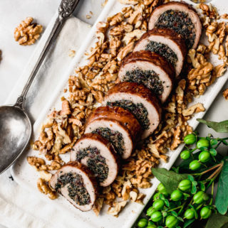 Spinach, Cranberry and Walnut Stuffed Pork