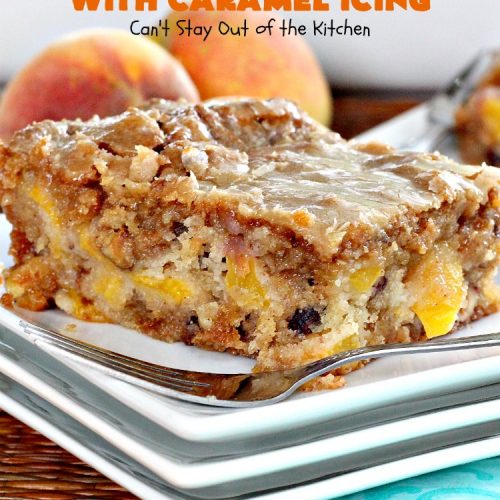 Peach Hazelnut Cake with Caramel Icing