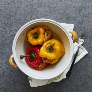 Stuffed Bell Peppers with Mushrooms & Rice