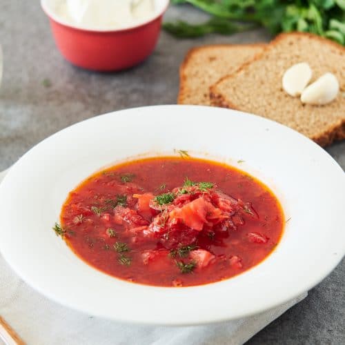 Magenta Colored Beetroot Soup or Borsch Recipe