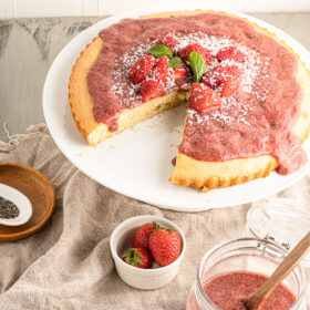 Almond Flour Cake with Strawberry Jam Topping