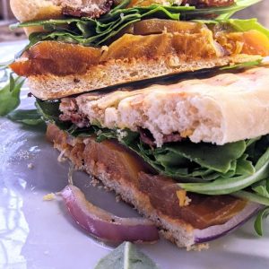 Beet, Bacon, Blue Cheese Panini
