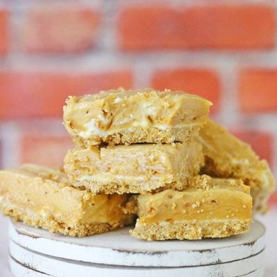 Creamy peanut butter fudge cheesecake bars