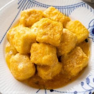 Silken Tofu with Salted Egg Yolk Sauce