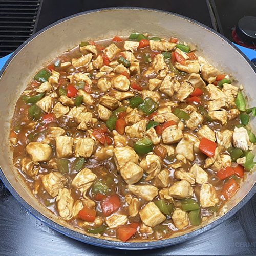 Honey Mustard Chicken Skillet With Peppers And Onions