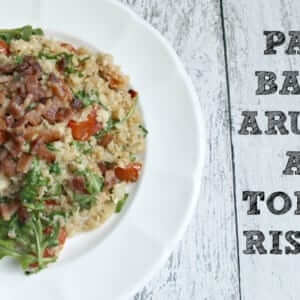 Paleo Bacon Arugula and Tomato Risotto