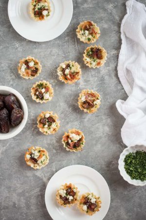 Sweet and Savory Medjool Date, Bacon, and Brie Tarts